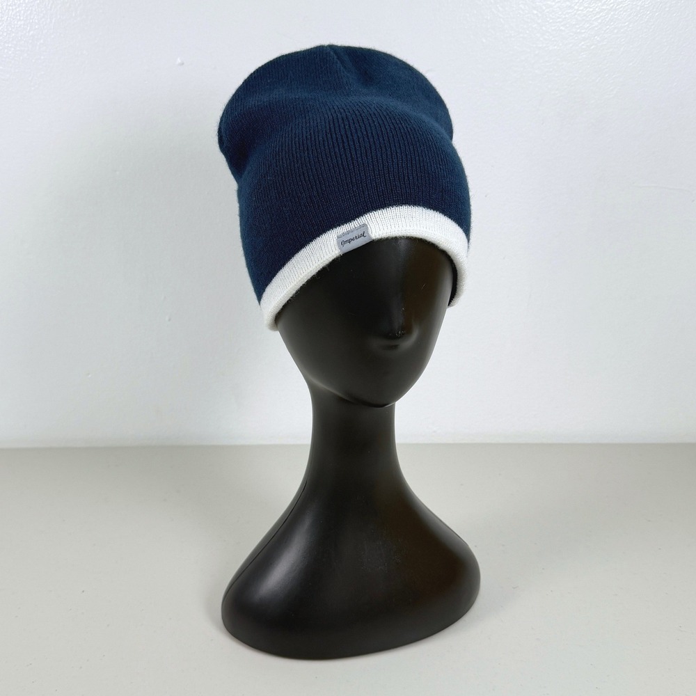 Imperial Navy Blue White Trim‎ Knit Golf Beanie Hat Winter Warm